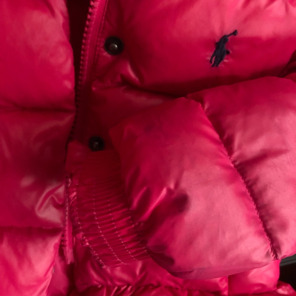 SZ 24 months pink down hooded peplum jacket. - Picture 5 of 9